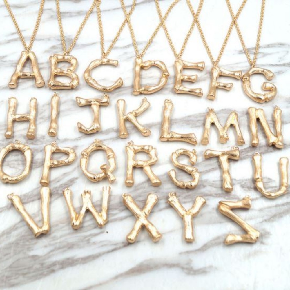 Any 2  $27 Gold P  Initial Bamboo Necklaces - Picture 3 of 8
